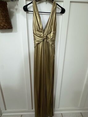 Vintage Trina Turk Metallic Gold Maxi Dress